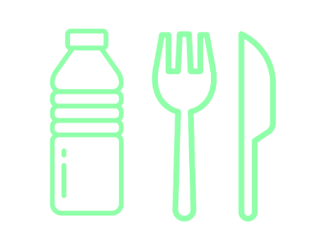 bottle, fork and knife